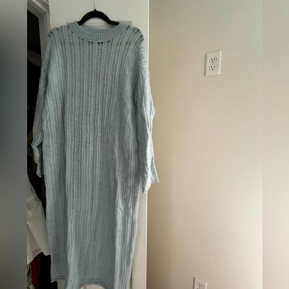 Light Blue Maxi Sweater Dress